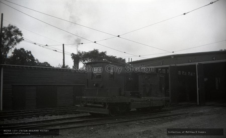 Negative: Claremont Railway #22 at the Lafayette Street carbarn